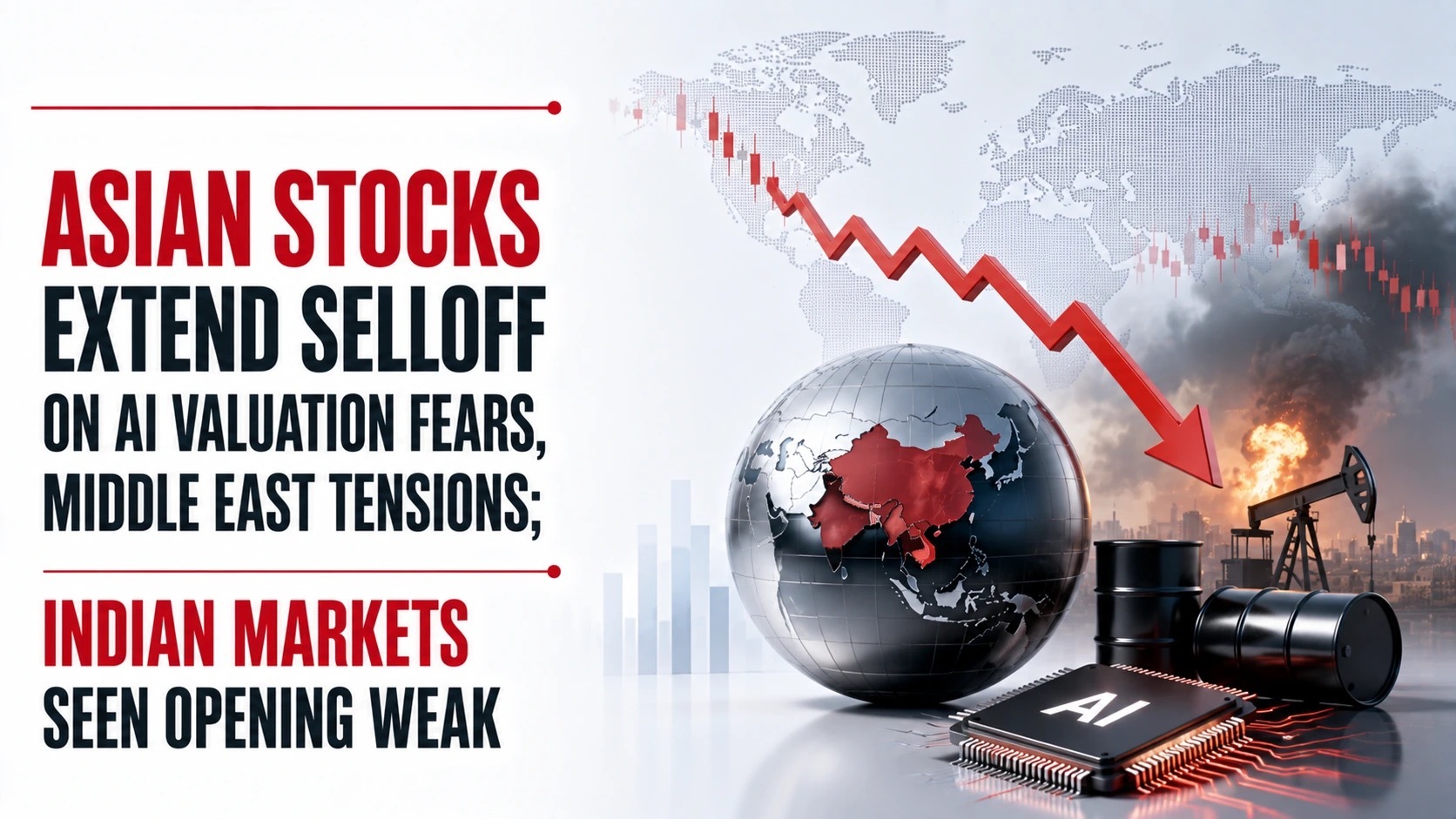 Asian Stocks Extend Selloff On AI Valuation Fears, Middle East Tensions; Indian Markets Seen Opening Weak