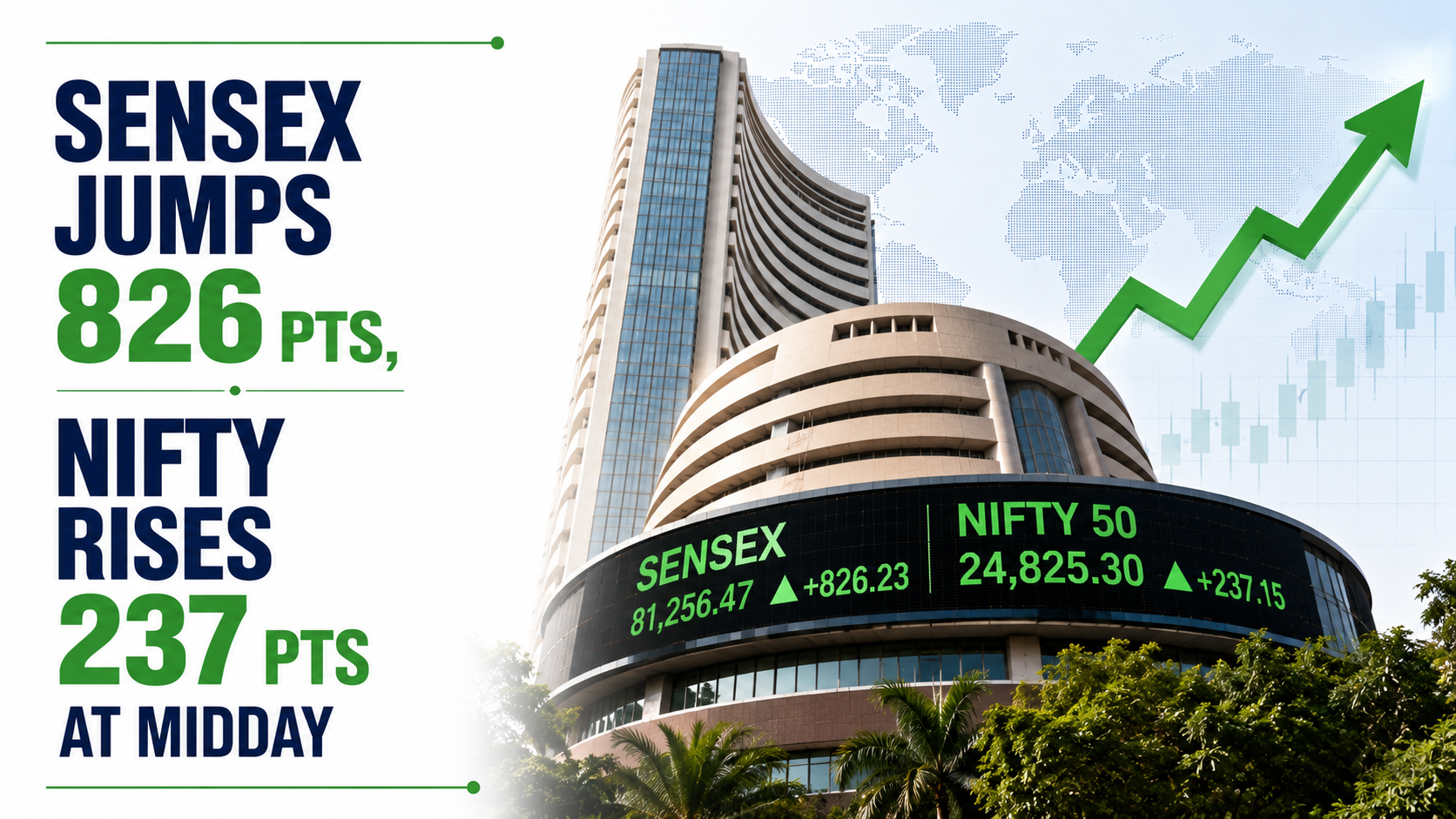 Sensex Jumps 826 pts, Nifty Rises 237 pts Around Midday As IT Keeps Sentiment Upbeat