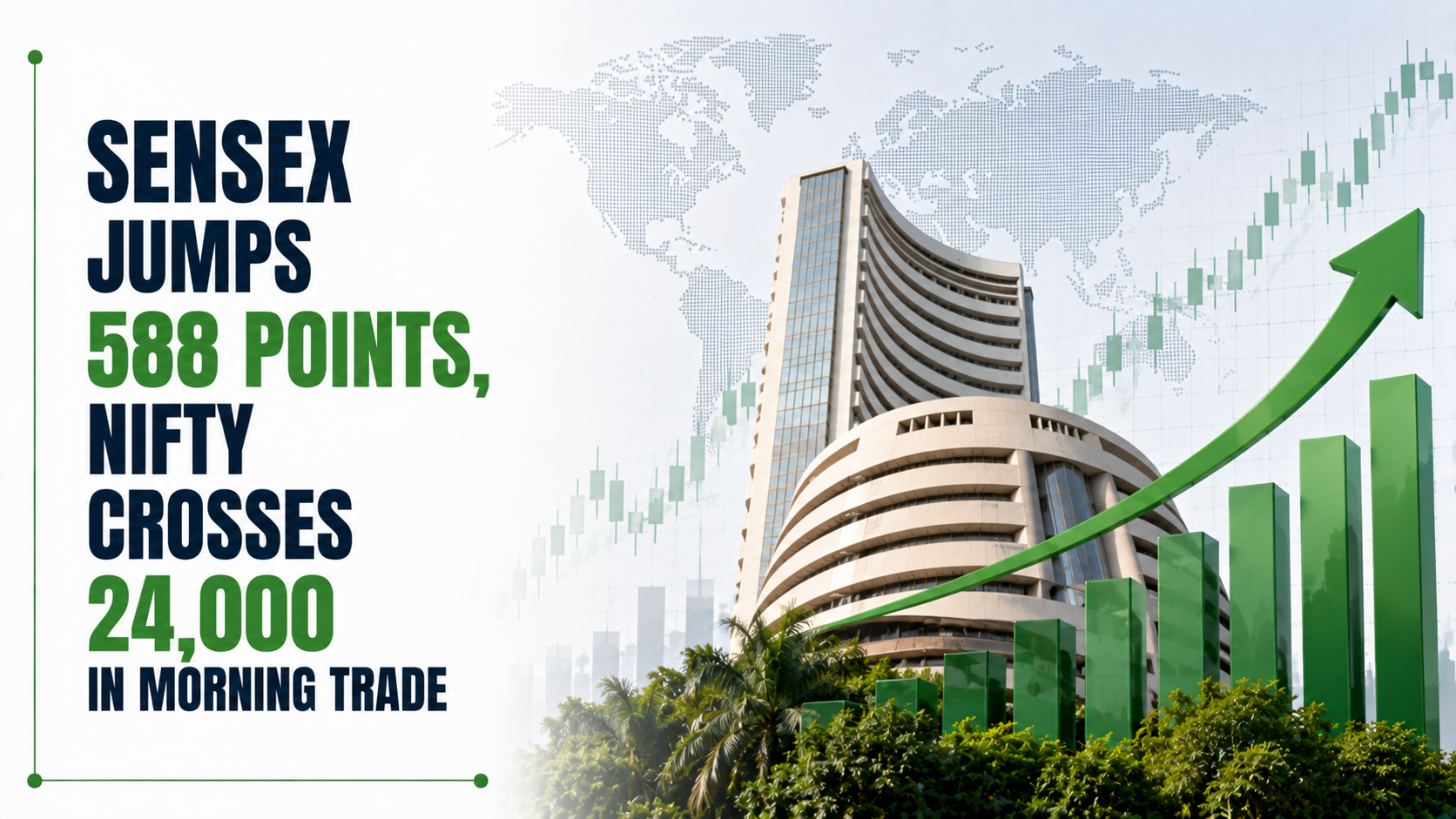 Sensex jumps 588 points, Nifty crosses 24,000 in Morning Trade as US, Iran Pause Attacks Over Weekend; Oil Plunges