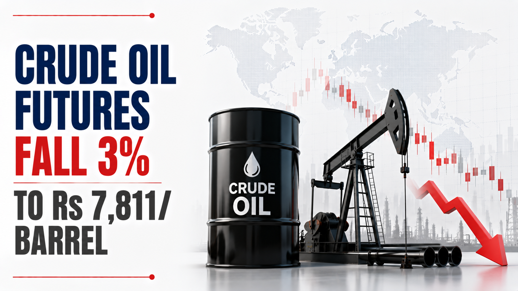 Crude Oil Futures Fall 3% to Rs 7,811/Barrel Amid Easing Supply Concerns