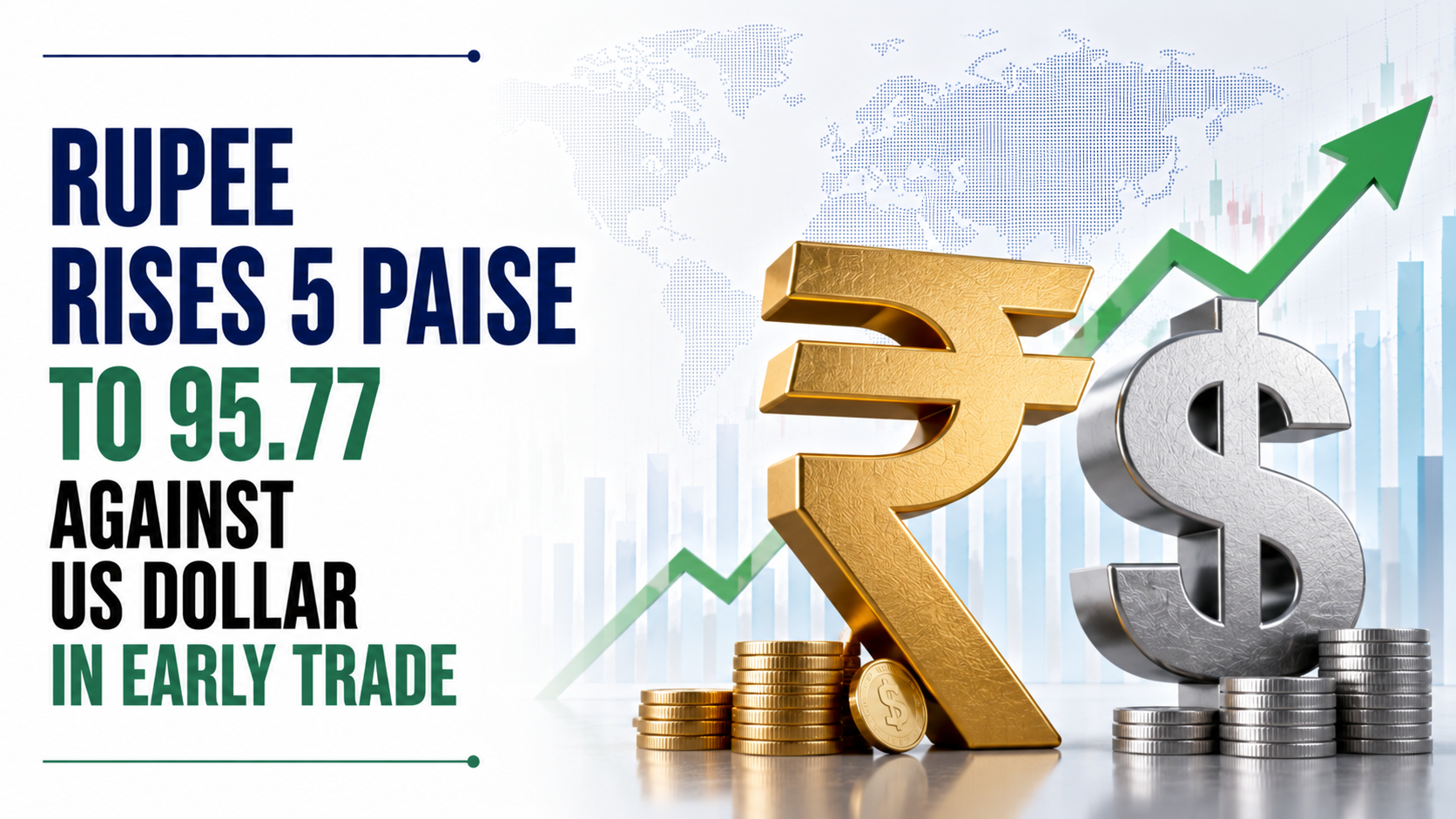 INR vs USD Rate, June 29, 2026: Rupee Rises 5 Paise to 95.77 Against US Dollar in Early Trade