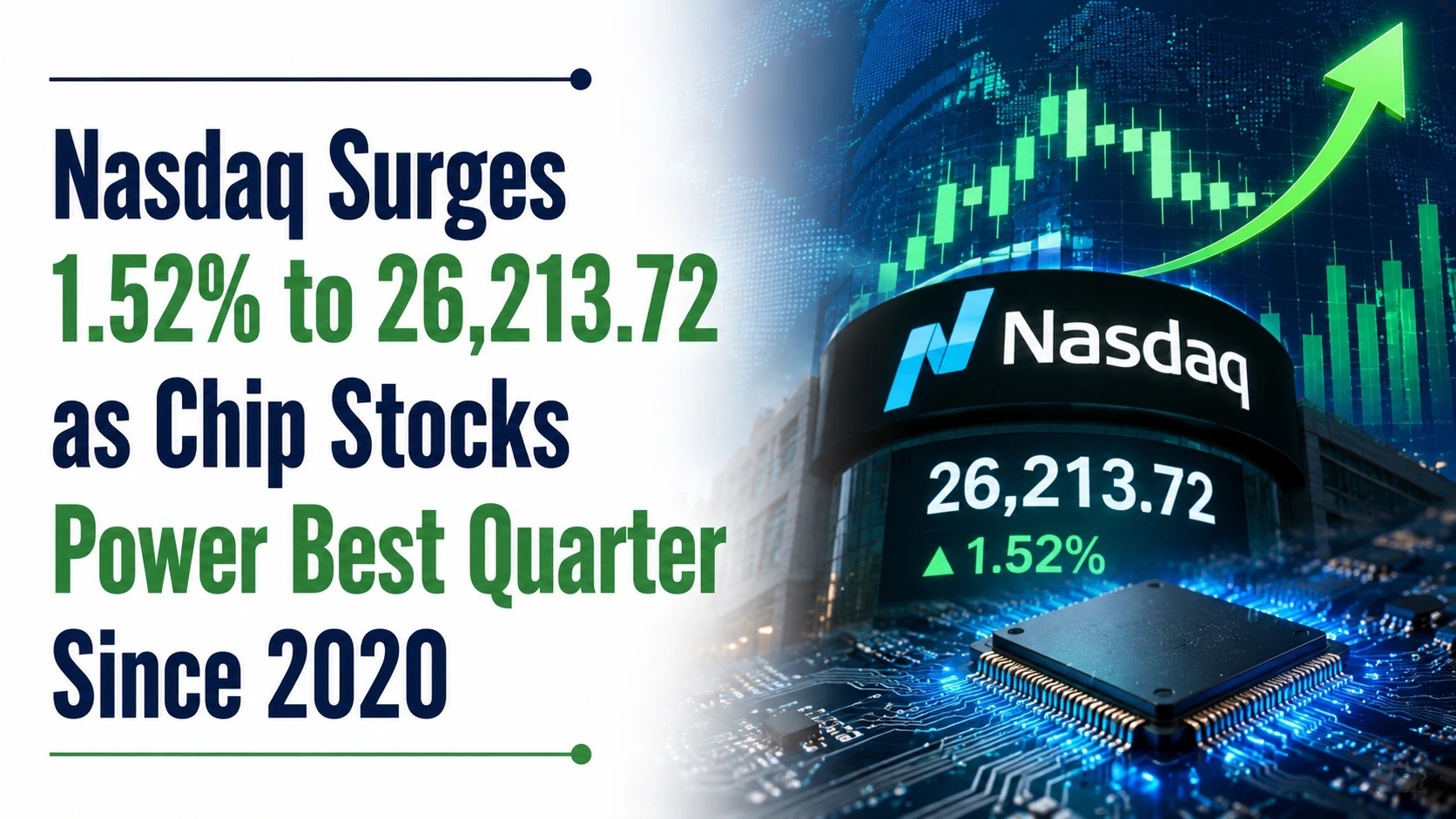 Nasdaq Surges 1.52% to 26,213.72 as Chip Stocks Power Best Quarter Since 2020