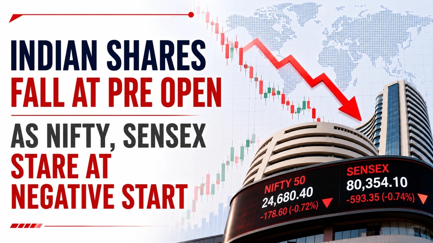 Indian Shares Fall at Pre-Open as Nifty, Sensex Stare at Negative Start Amid Weak Global Cues