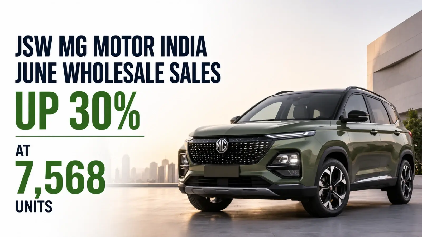 JSW MG Motor India June Wholesale Sales Up 30 PC at 7,568 Units