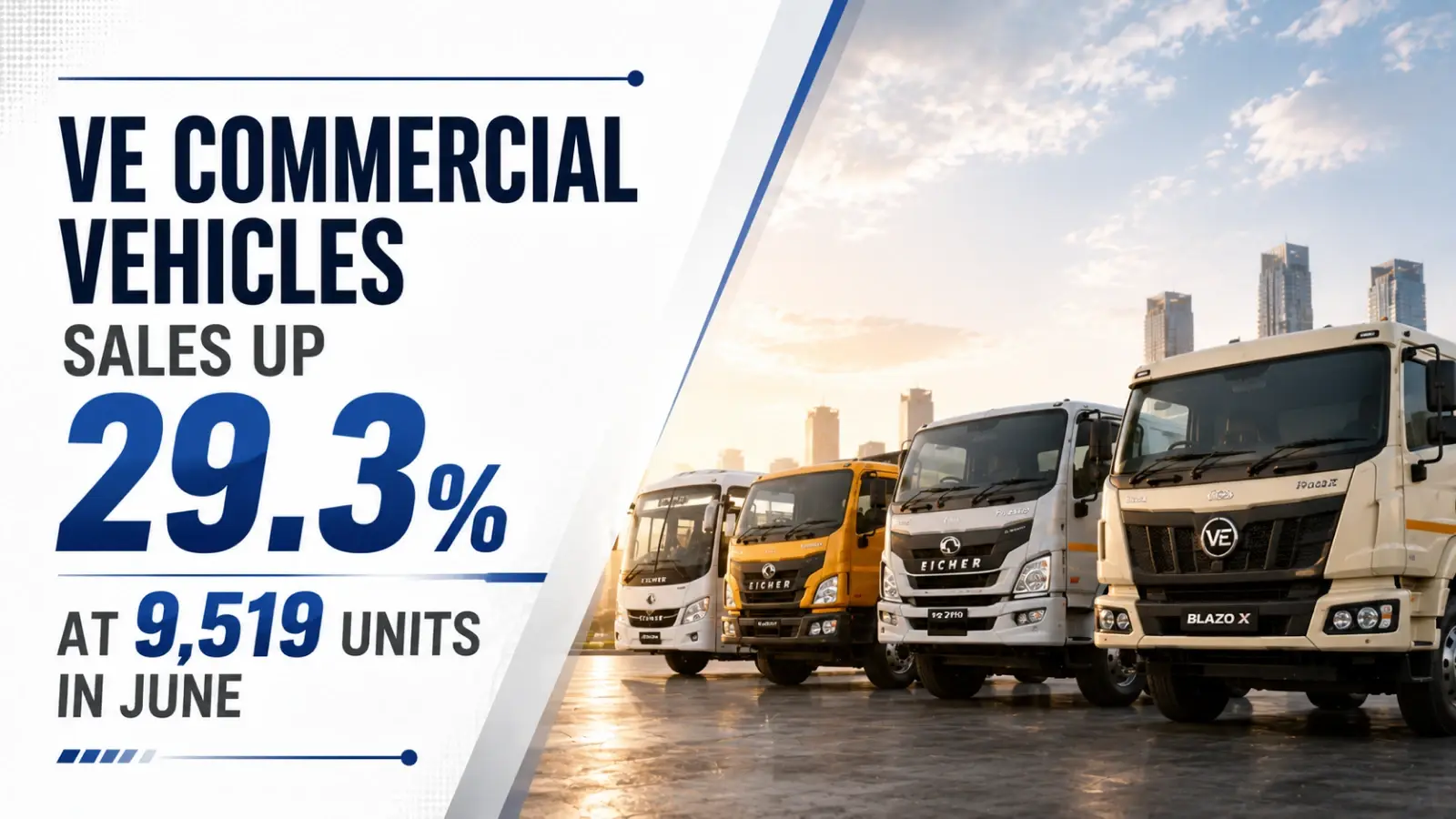 VE Commercial Vehicles Sales Up 29.3 PC at 9,519 Units in June