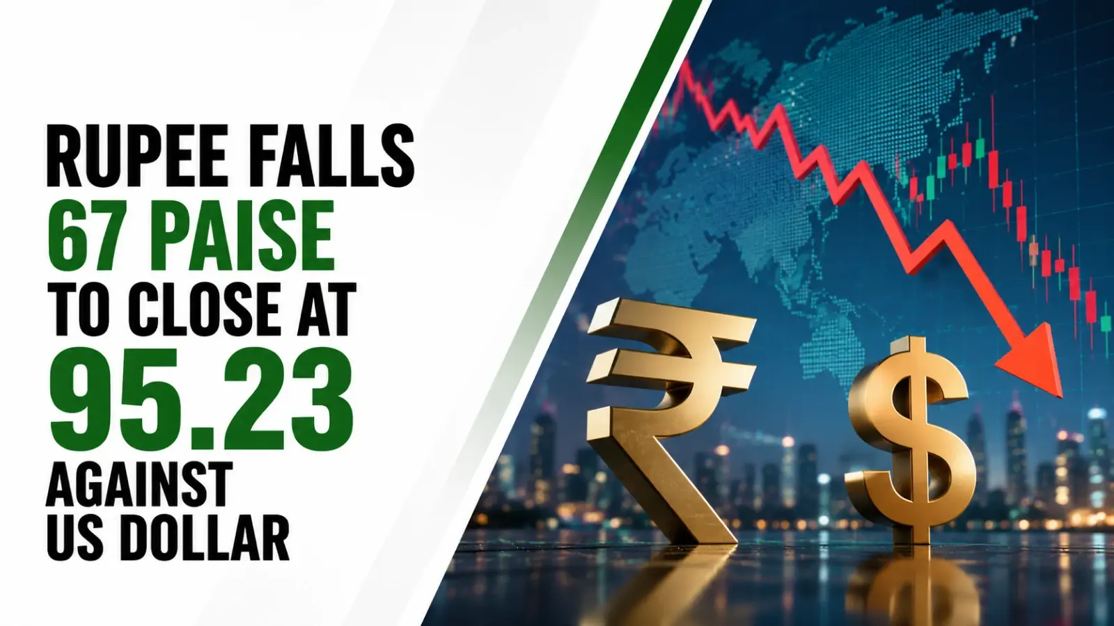 INR vs USD Rate, July 1, 2026: Rupee falls 67 paise to close at 95.23 against US dollar