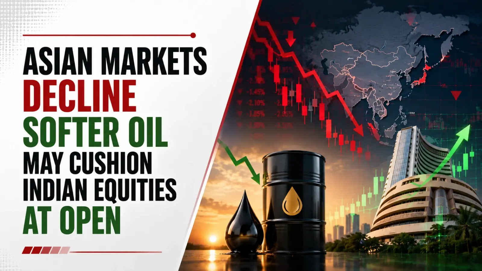 Asian Markets Decline, Softer Oil May Cushion Indian Equities at Open