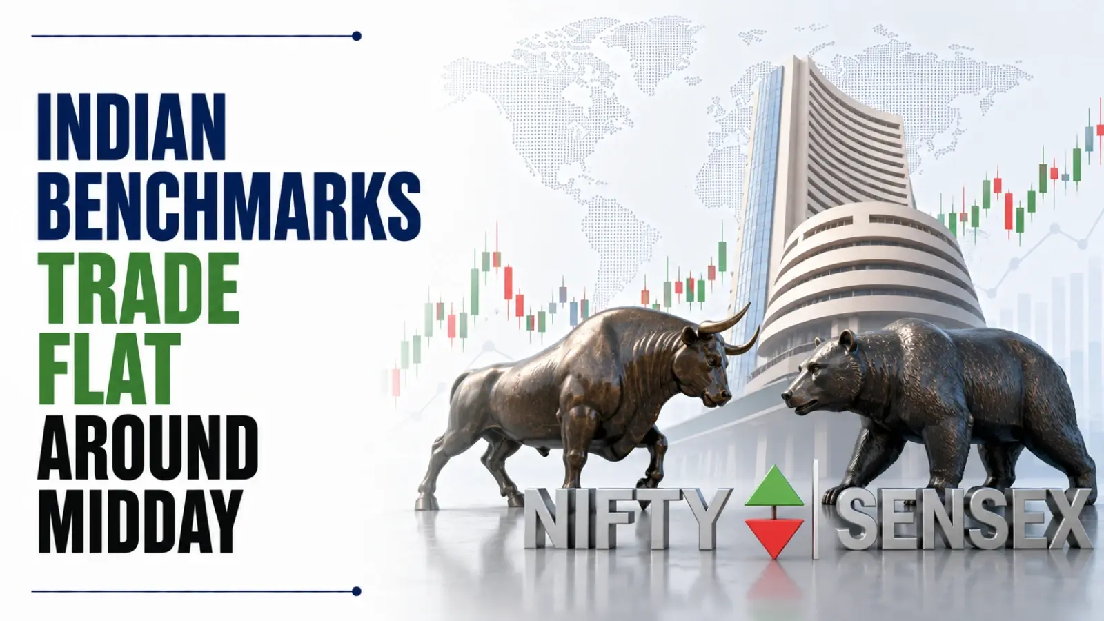 Indian Benchmarks Trade Flat Around Midday, Tracking Global Weakness as Oil Eases from Wednesday’s Spike