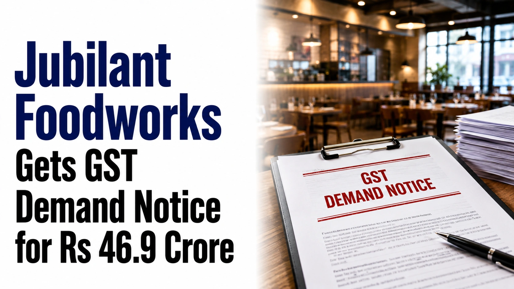 Jubilant Foodworks Gets GST Demand Notice for Rs 46.9 Crore; Shares Down 2.35%