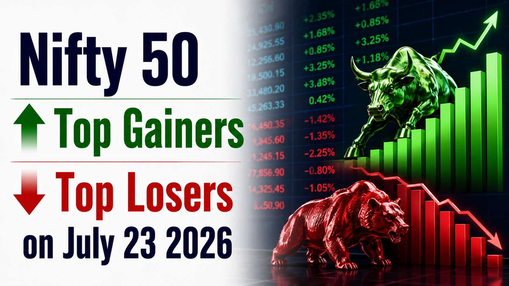 Nifty 50 Gainers and Losers, July 23, 2026: Eternal, Bajaj Auto, M&M Among Gainers; Nestle India, Dr Reddy's, Shriram Finance Among Laggards