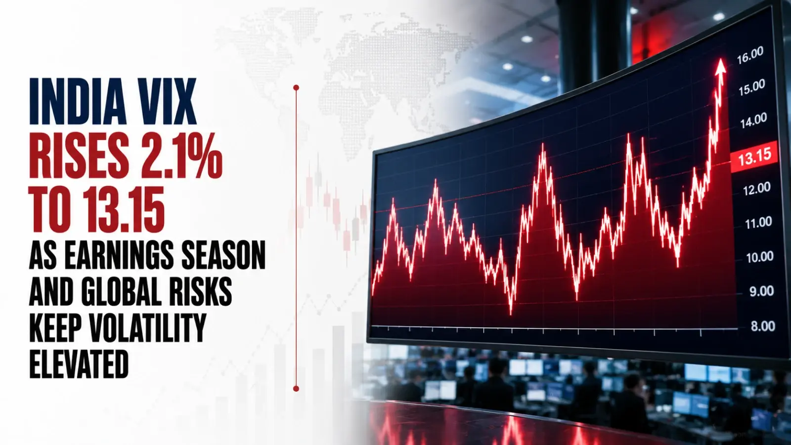 India VIX Rises 2.1% to 13.15 as Earnings Season and Global Risks Keep Volatility Elevated