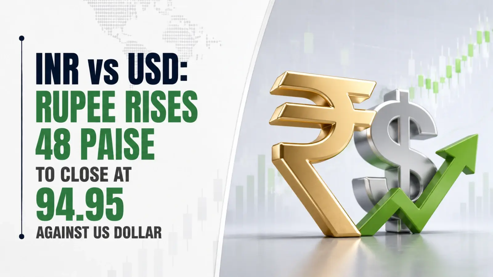 INR vs USD, July 7, 2026: Rupee Rises 48 Paise to Close at 94.95 Against US Dollar