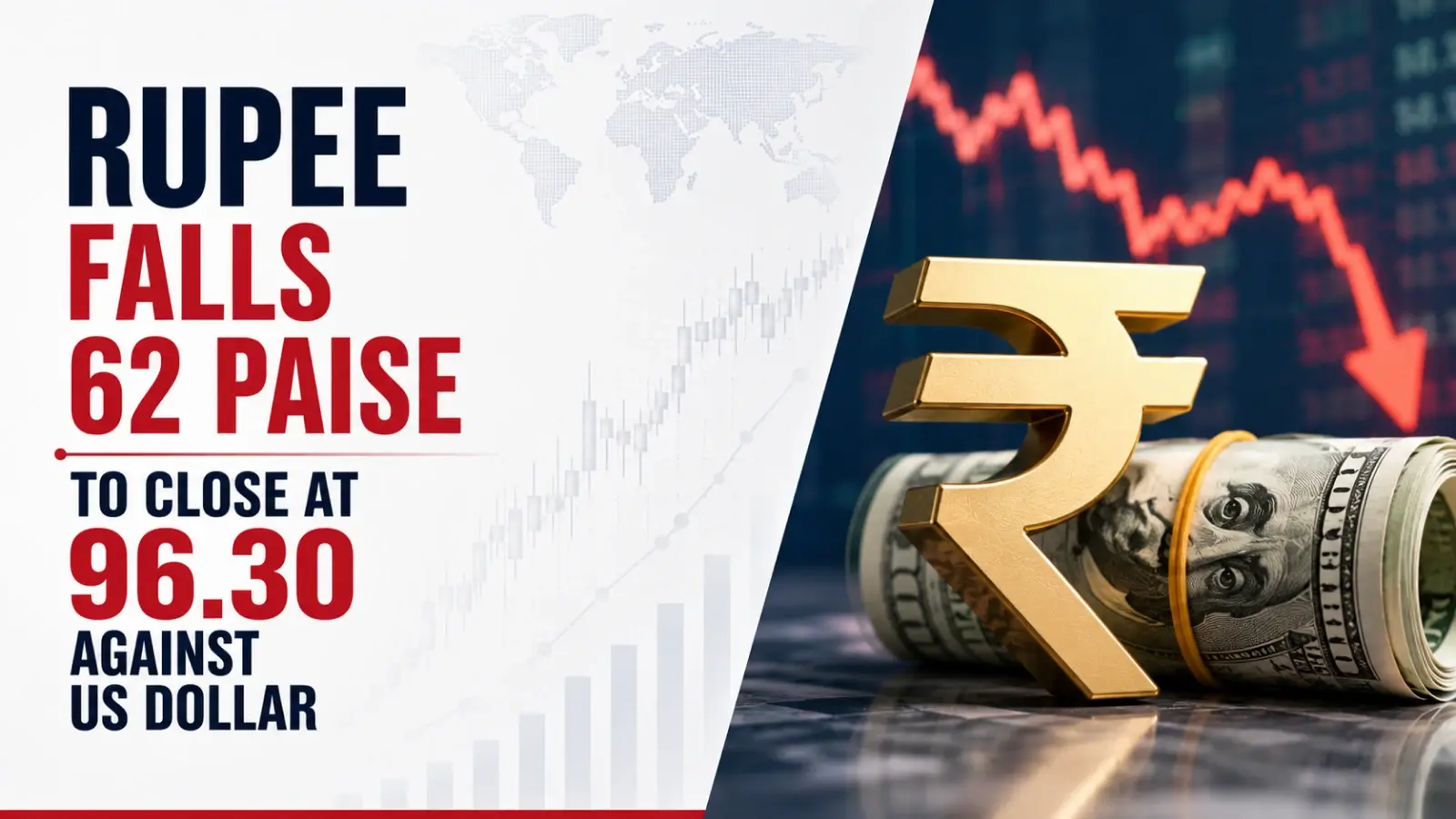 INR vs USD Rate, July 14, 2026: Rupee Falls 62 Paise To Close at 96.30 Against US Dollar