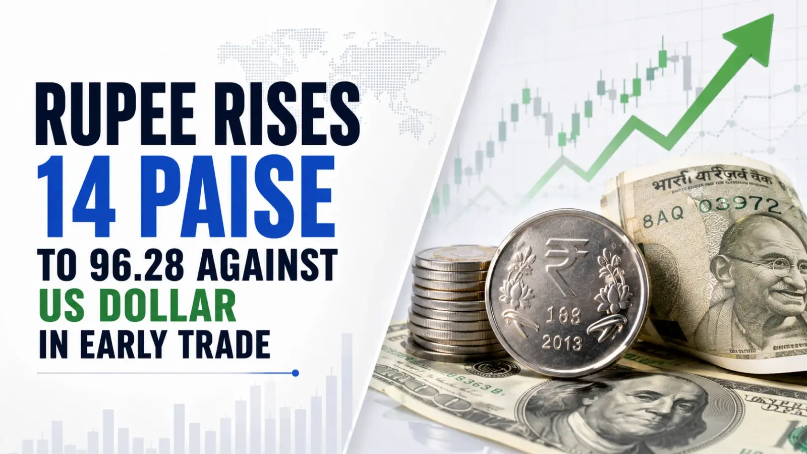 INR vs USD Rate, July 17, 2026: Rupee Rises 14 Paise to 96.28 Against US Dollar in Early Trade