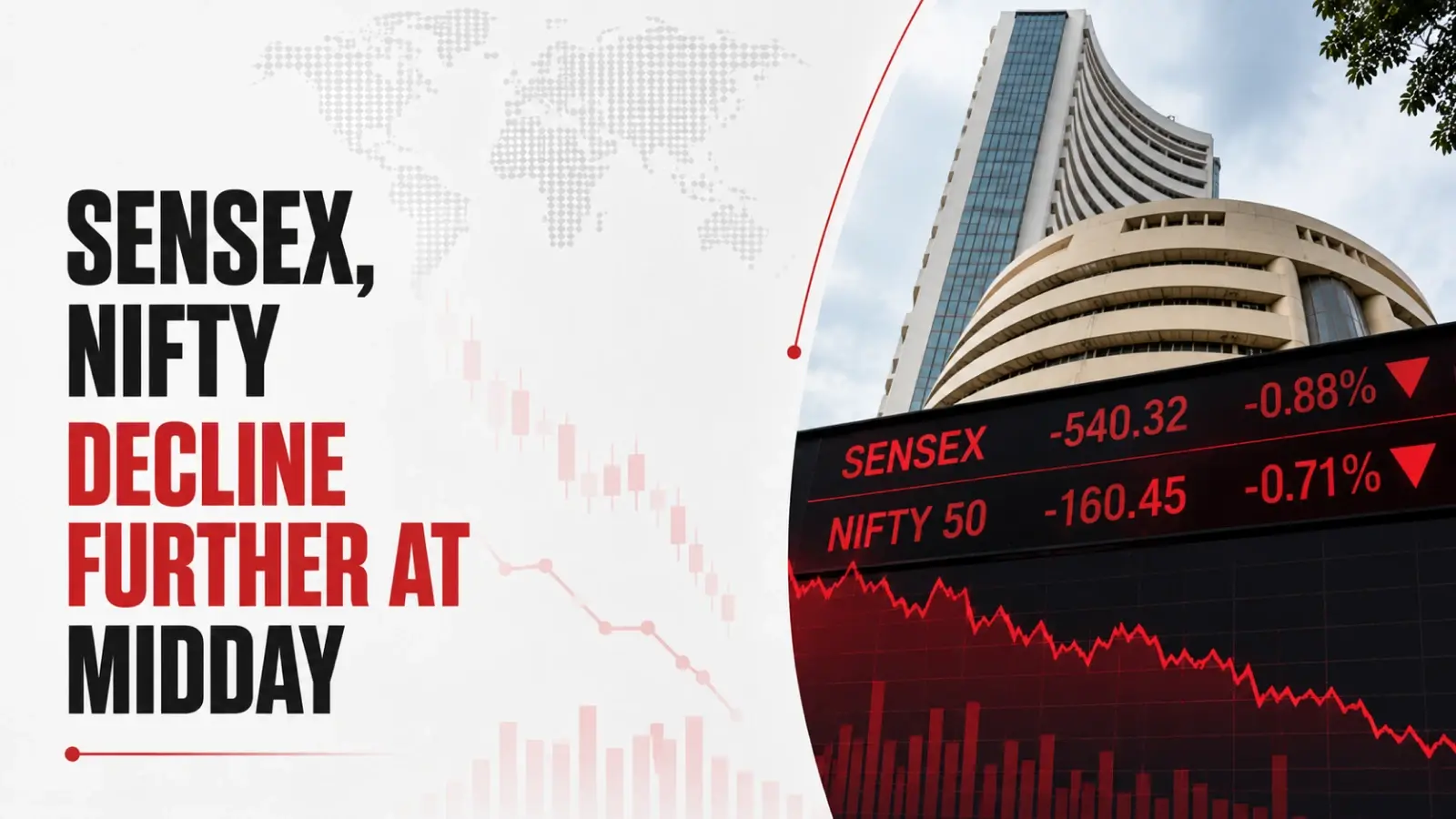 Stock Market Mid-Day Report, July 8, 2026: Sensex, Nifty Decline Further at Midday; Iran-US Hostilities Rattle Investors