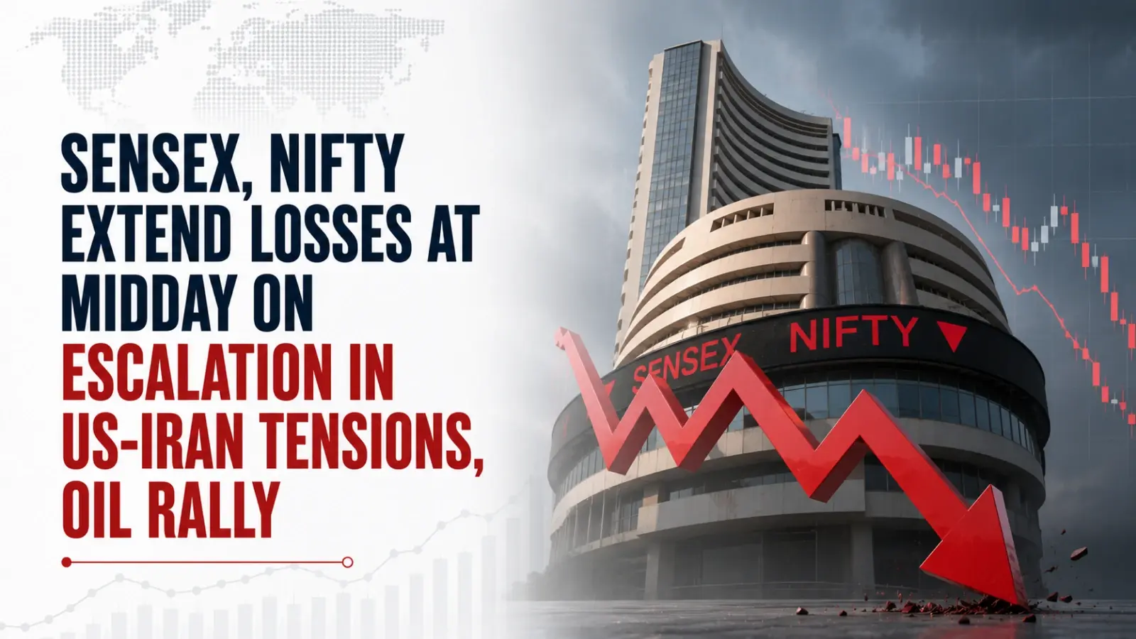 Stock Market, Mid-Day report, July 14, 2026: Sensex, Nifty Extend Losses on Escalation in US-Iran Tensions, Oil Rally