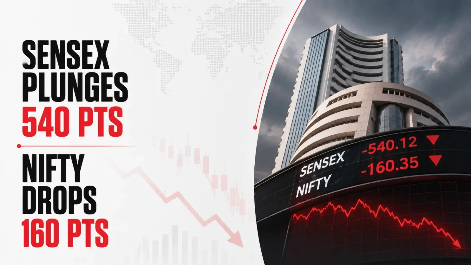Stock Market Today, July 8, 2026: Sensex Plunges 540 points, Nifty Drops 160 points; Fresh Strikes on Iran Rattle Investors
