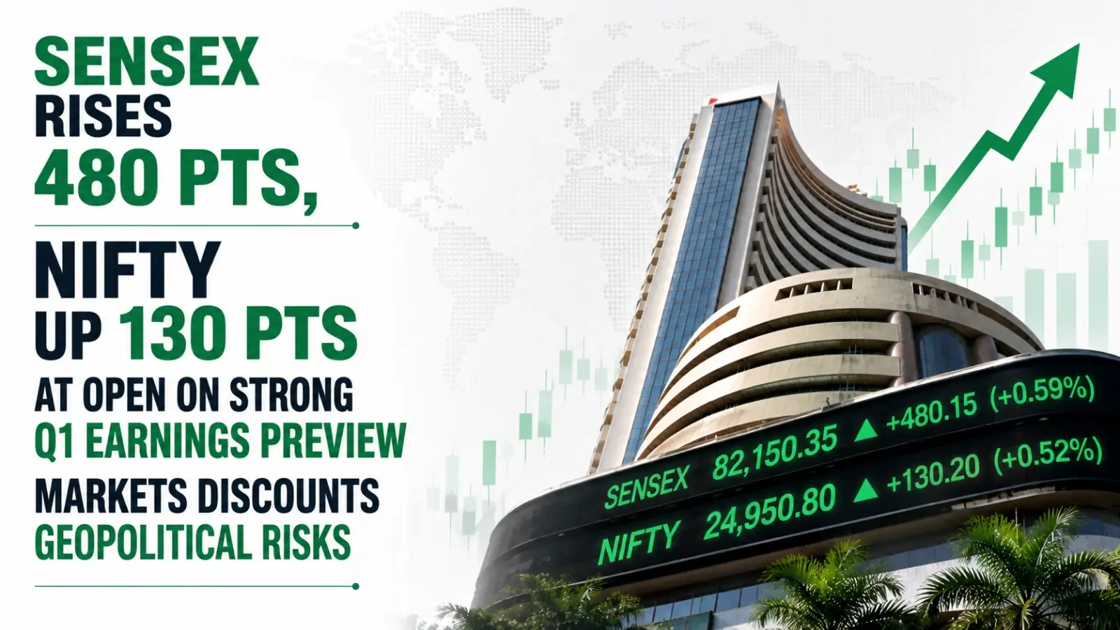 Stock Market Today, July 17, 2026: Sensex Rises 480 points, Nifty Up 130 points at Open on Strong Q1 Earnings Preview; Markets Discounts Geopolitical Risks