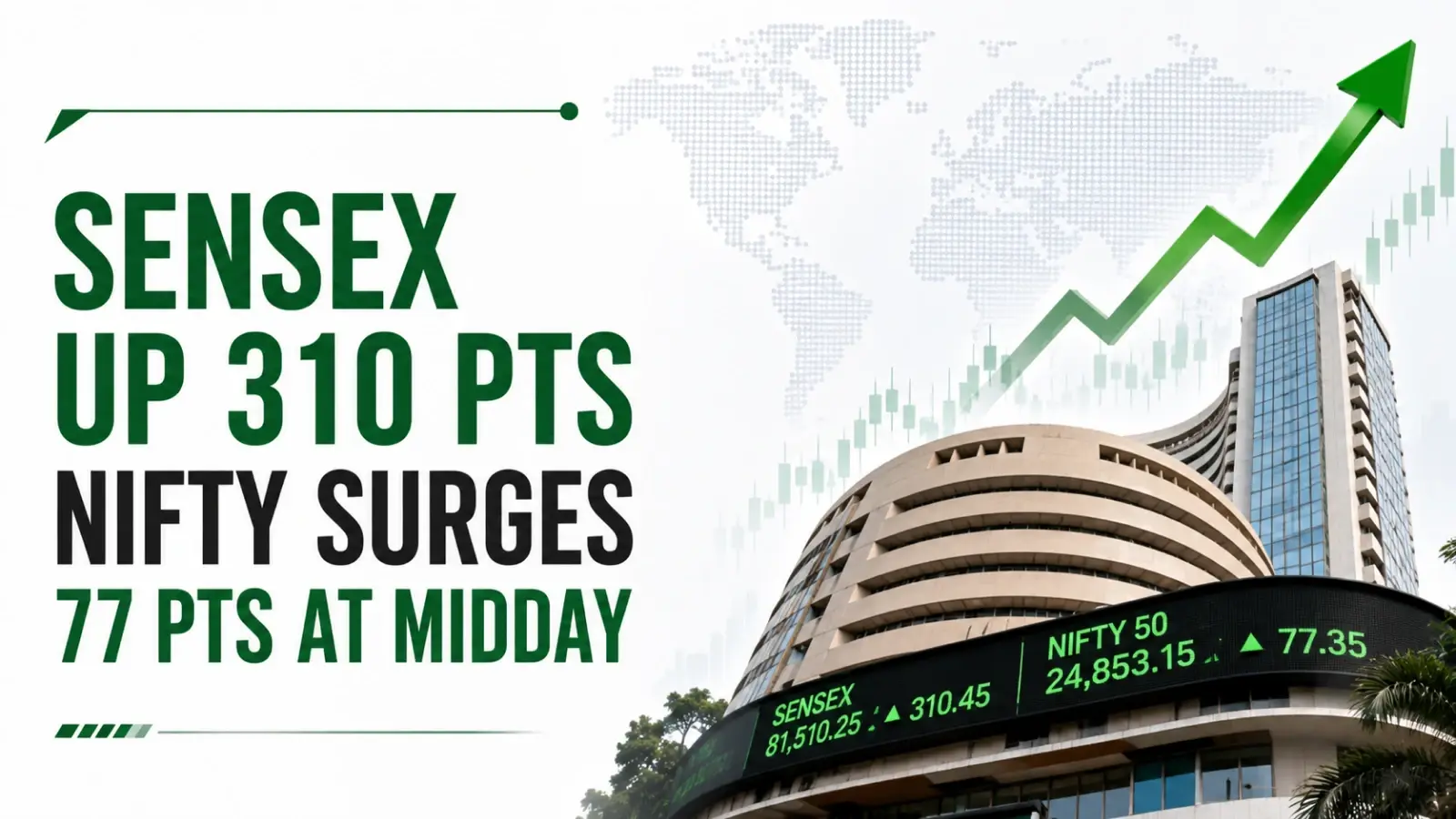 Stock Market Mid-Day Report, July 7, 2026: Sensex Up 310 points, Nifty Surges 77 points; Markets Extend Gains