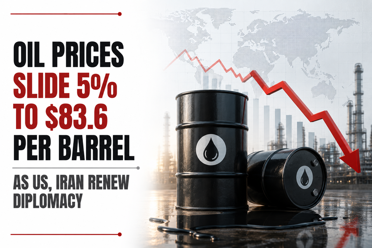Oil Prices Slide 5% To $83.6 Per Barrel As US, Iran Renew Diplomacy  