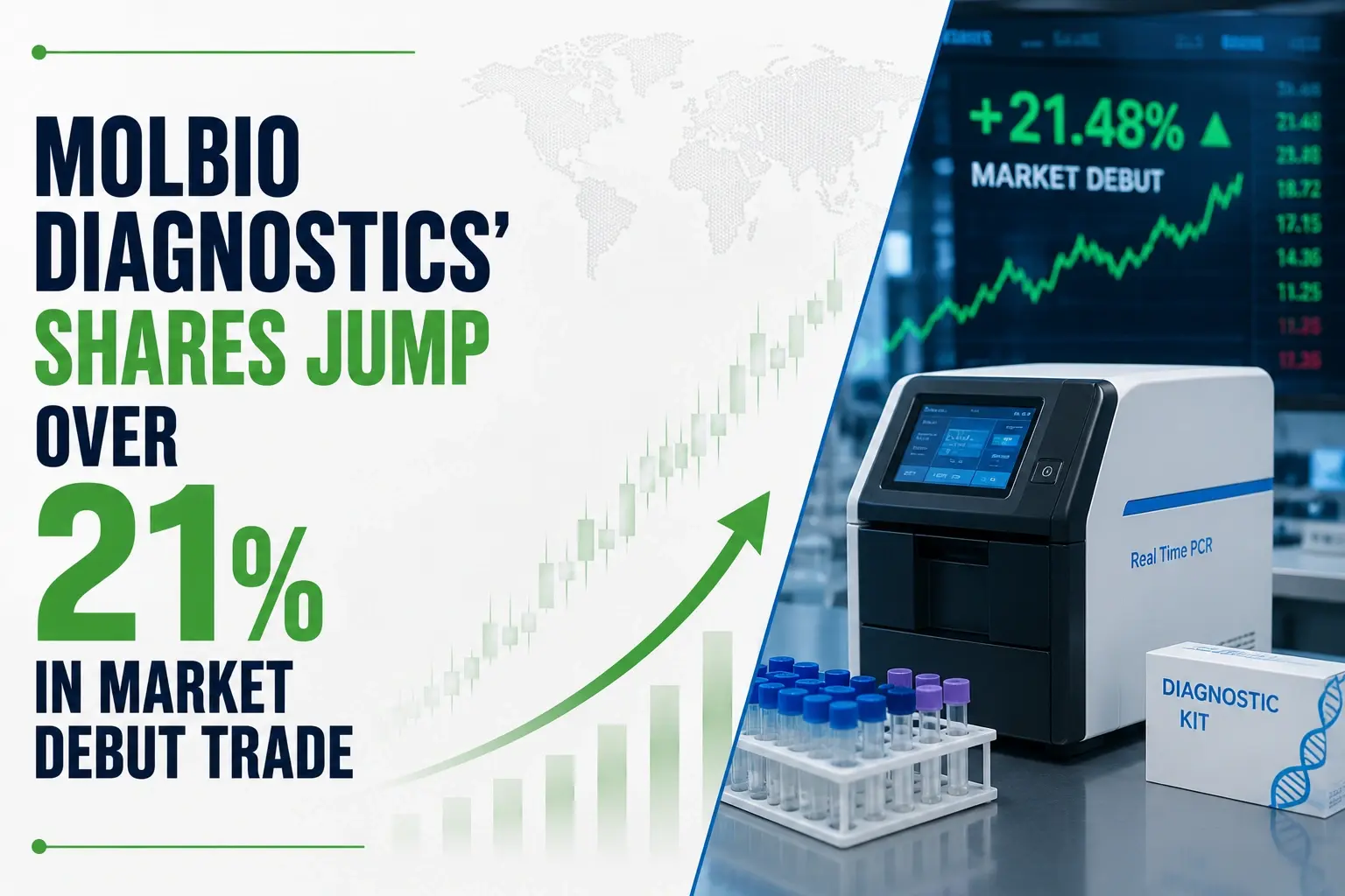 Molbio Diagnostics’ Shares Jump Over 21% in Market Debut Trade