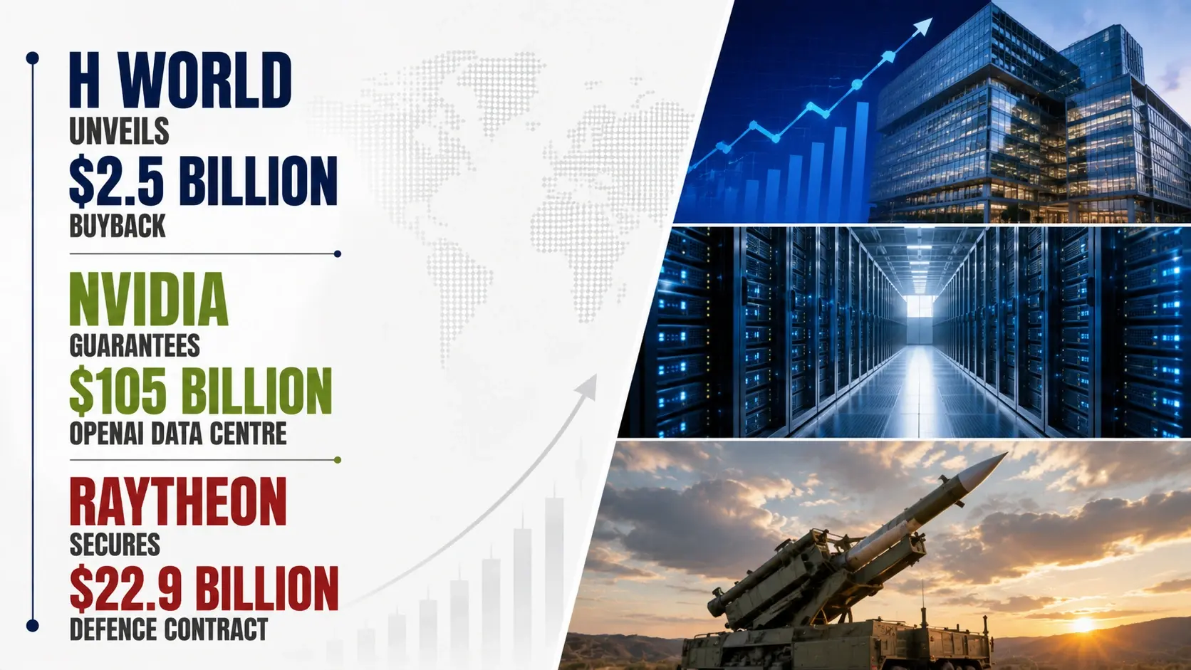 H World Unveils $2.5 Billion Buyback, Nvidia Guarantees $105 Billion OpenAI Data Centre, and Raytheon Secures $22.9 Billion Defence Contract