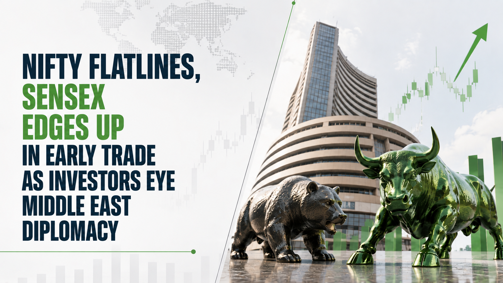 Nifty Flatlines, Sensex Edges Up In Early Trade as Investors Eye Middle East Diplomacy