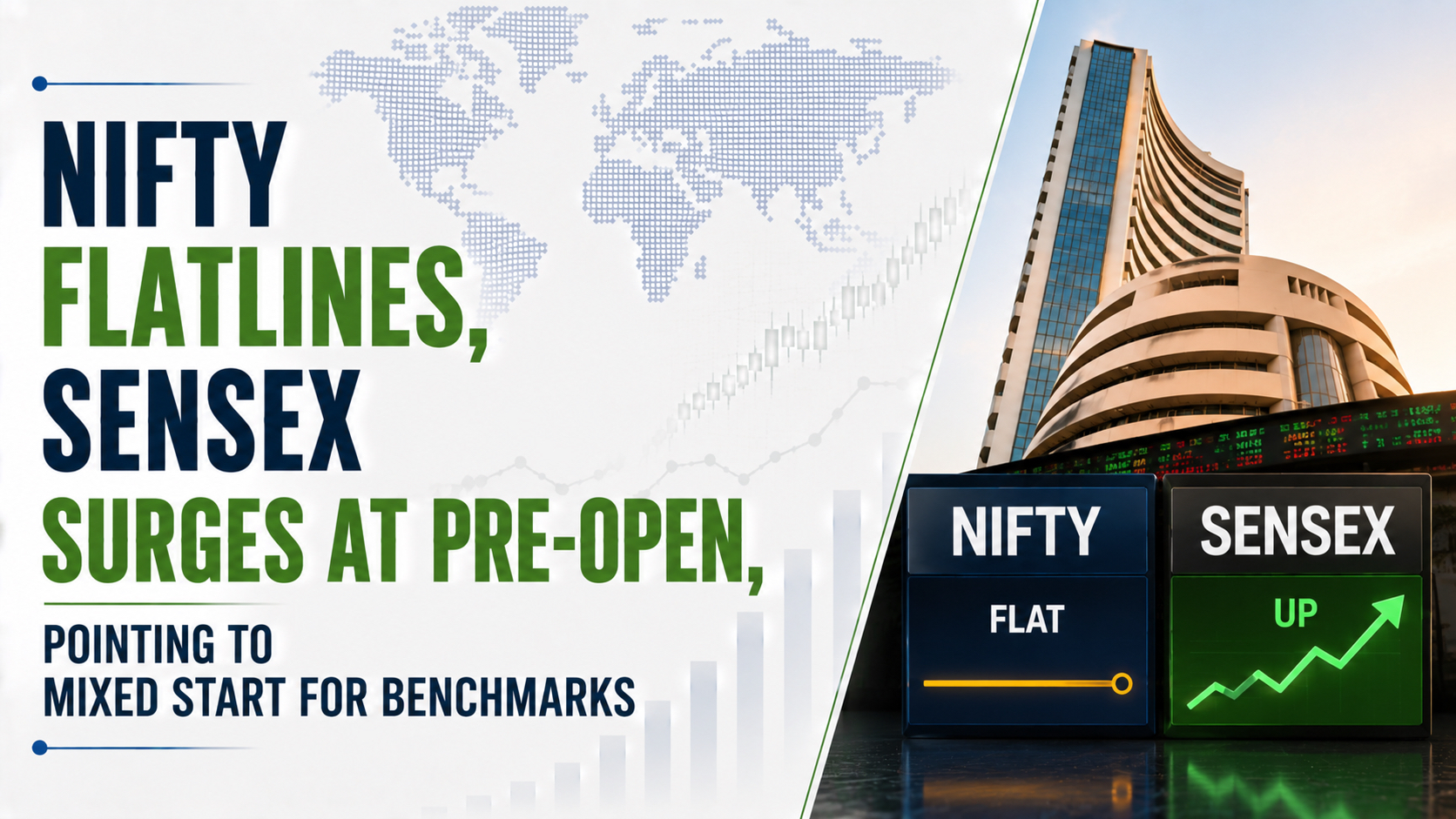 Nifty Flatlines, Sensex Surges At Pre-Open, Pointing To Mixed Start For Benchmarks