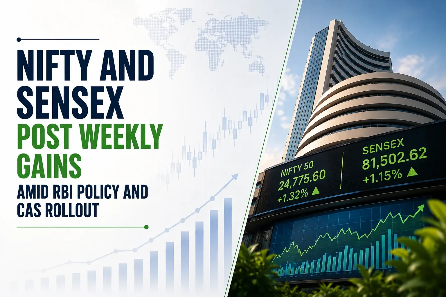 Nifty and Sensex Post Weekly Gains Amid RBI Policy and CAS Rollout, Despite Friday's Financial-Led Selloff 
