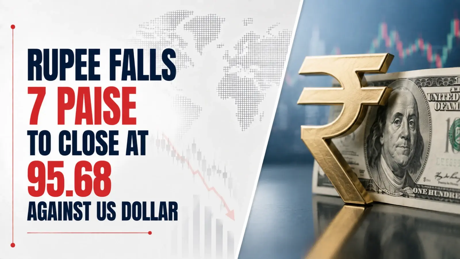 INR vs USD Rate, August 18, 2026: Rupee Falls 7 Paise To Close at 95.68 Against US Dollar