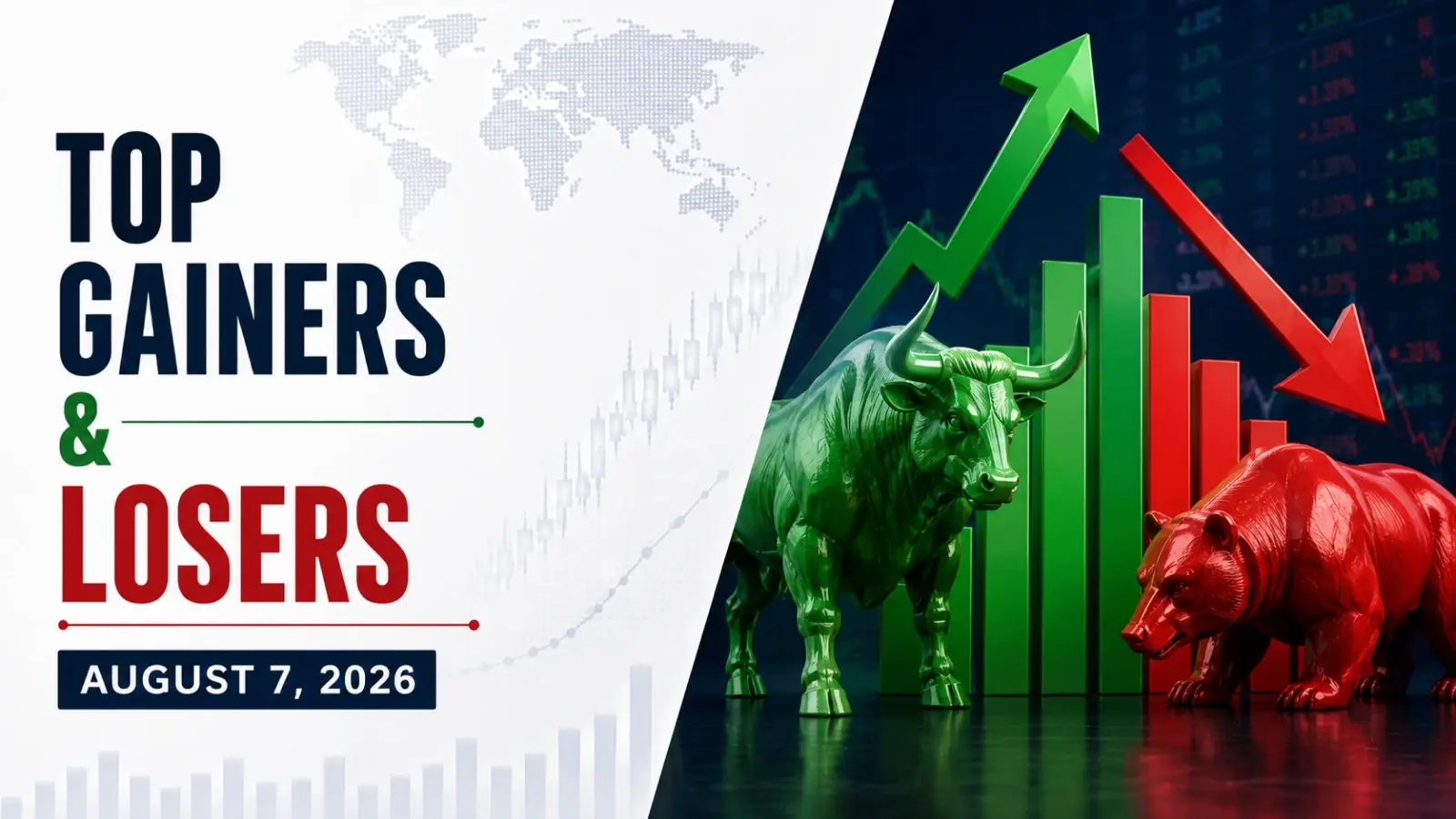 Top Gainers & Losers, August 7, 2026, 3:30 PM IST: Grasim, TCS, M&M Advance; Bajaj Finance, Bajaj Finserv Decline