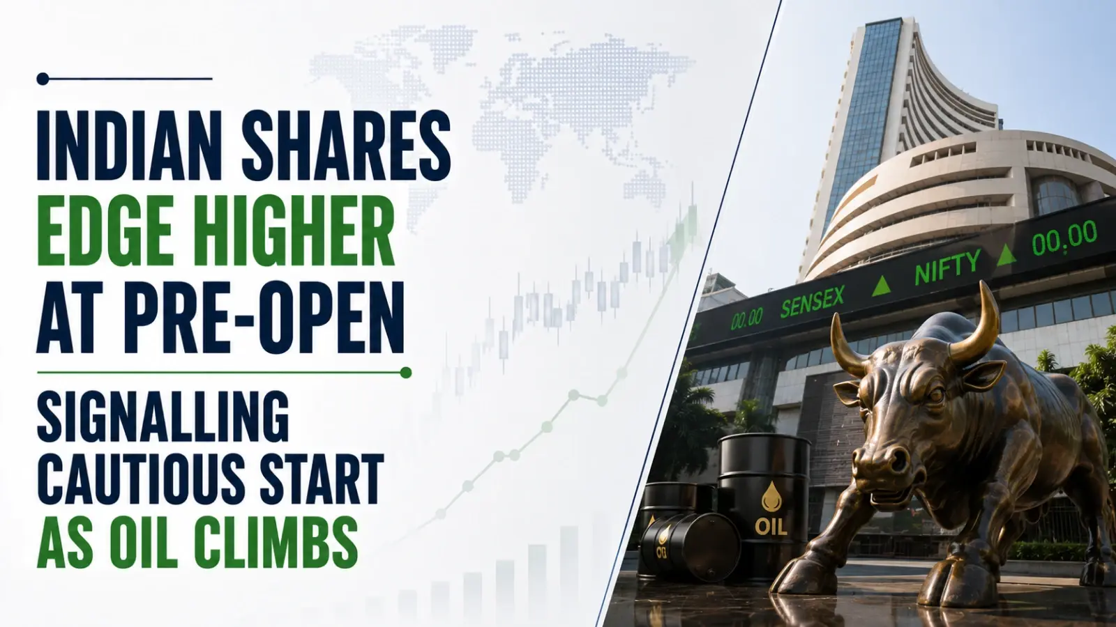 Indian Shares Edge Higher At Pre-Open Signalling Cautious Start As Oil Climbs