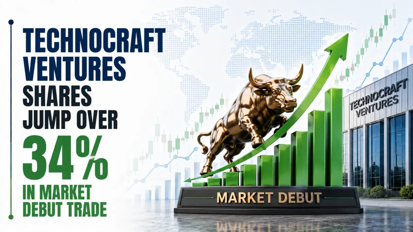 Technocraft Ventures Shares Jump Over 34% in Market Debut Trade