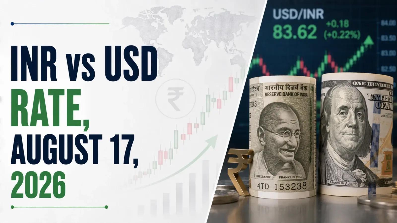 INR vs USD Rate, August 17, 2026: Rupee Falls 17 Paise to 95.59 Against US Dollar in Early Trade