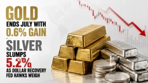 Gold Ends July with 0.6% Gain; Silver Slumps 5.2% as Dollar Recovery, Fed Hawks Weigh