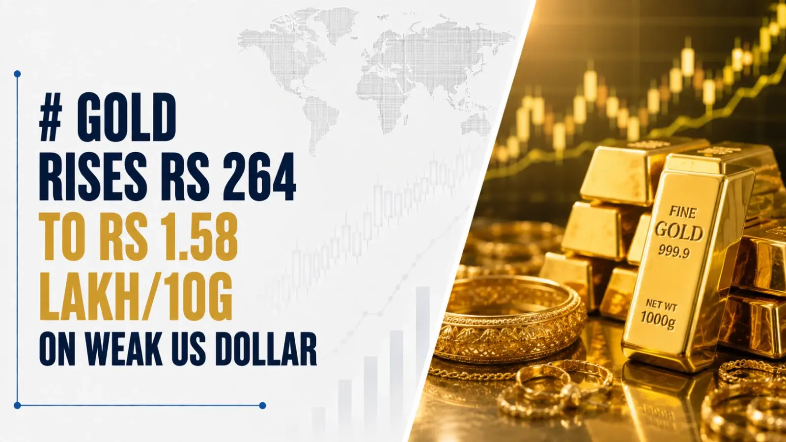 Gold Rises Rs 264 to Rs 1.58 Lakh/10g on Weak US Dollar