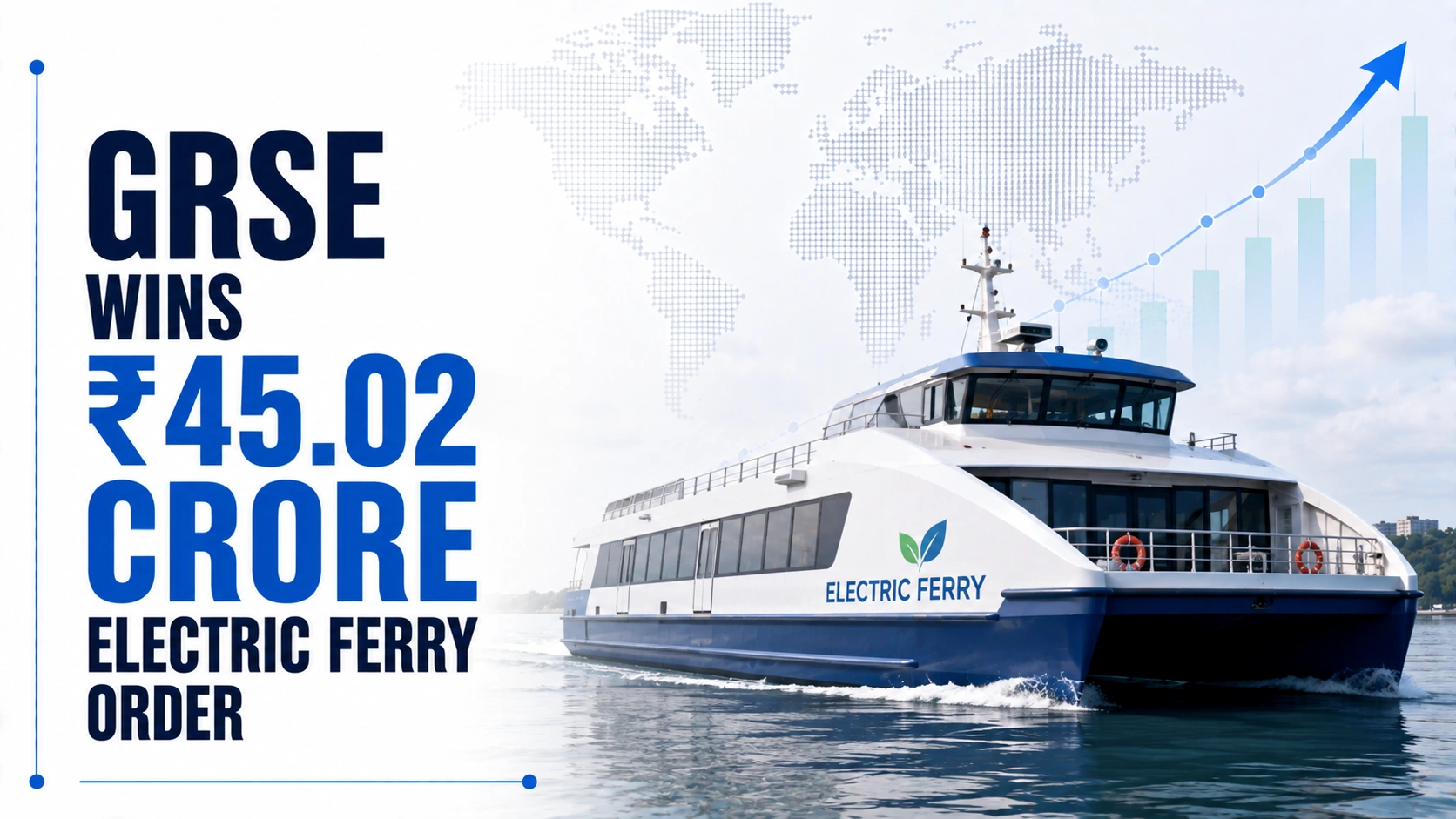 GRSE Wins ₹45.02 Crore Electric Ferry Order; Shares Fall 0.33%