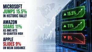 Microsoft Jumps 15.5% in Historic Rally; Amazon Soars 11% as AWS Hits 18-Quarter High; Apple Slides 9% on Weak Guidance 
