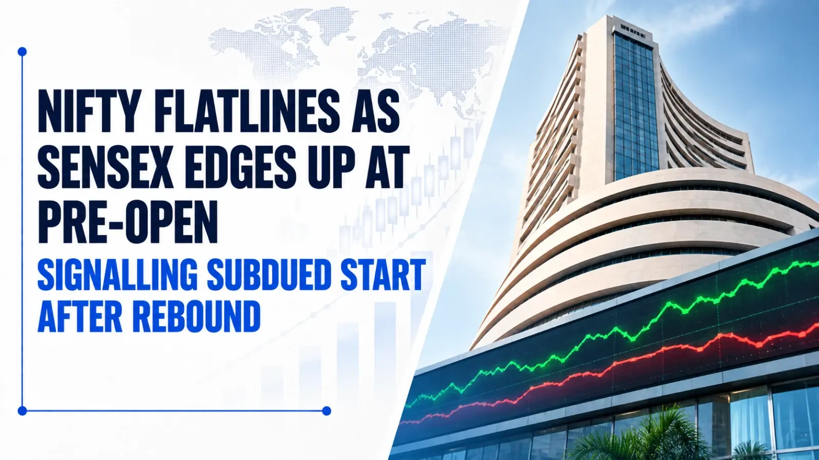 Nifty Flatlines As Sensex Edges Up At Pre-Open Signalling Subdued Start After Rebound