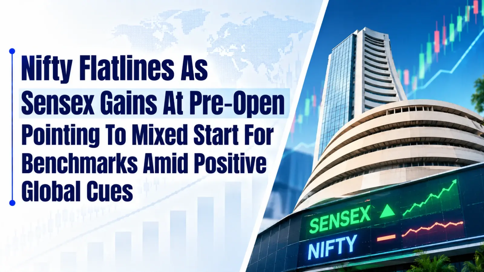 Nifty Flatlines As Sensex Gains At Pre-Open Pointing To Mixed Start For Benchmarks Amid Positive Global Cues