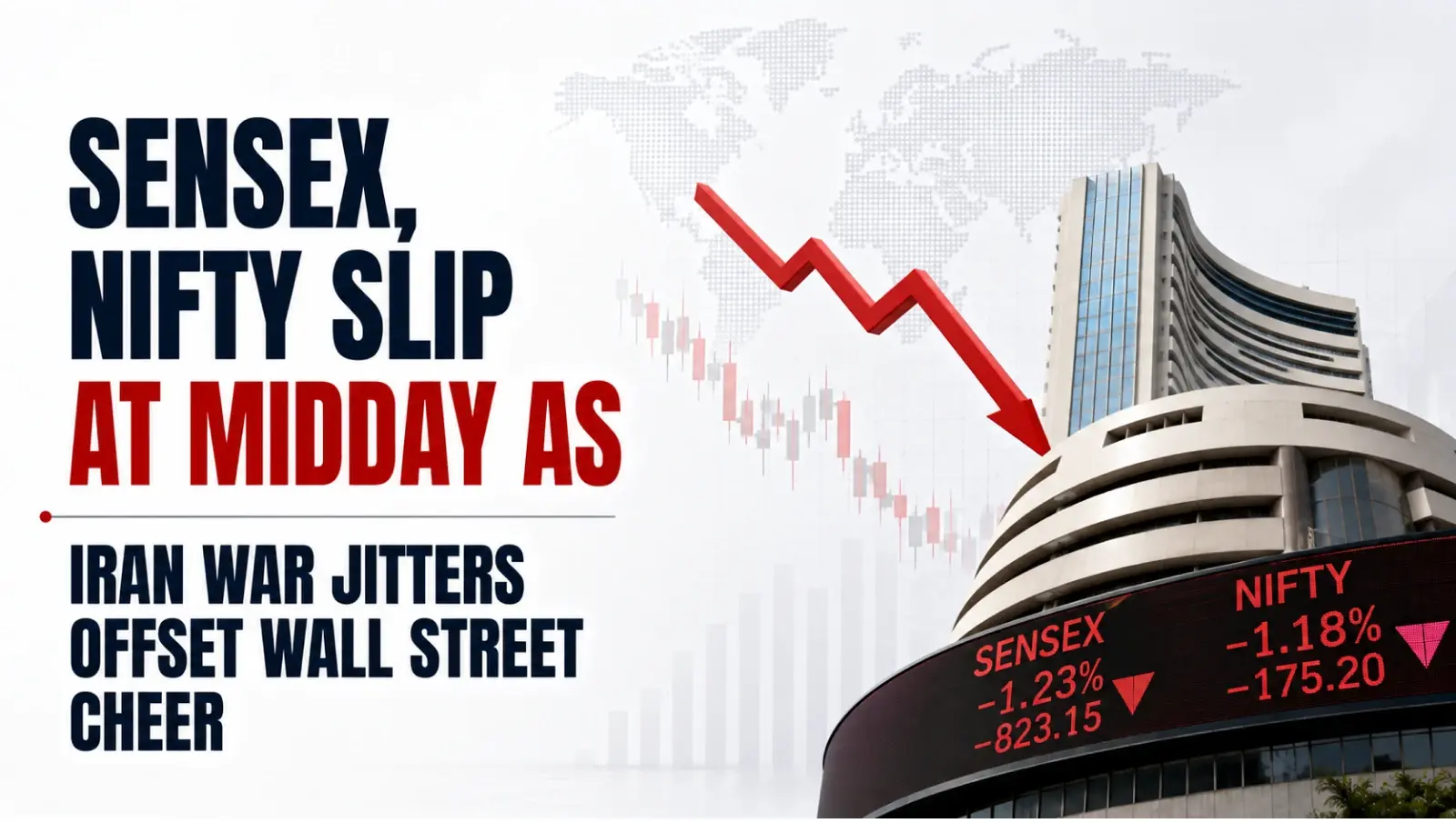 Sensex, Nifty Decline Around Midday Amid Iran Uncertainty