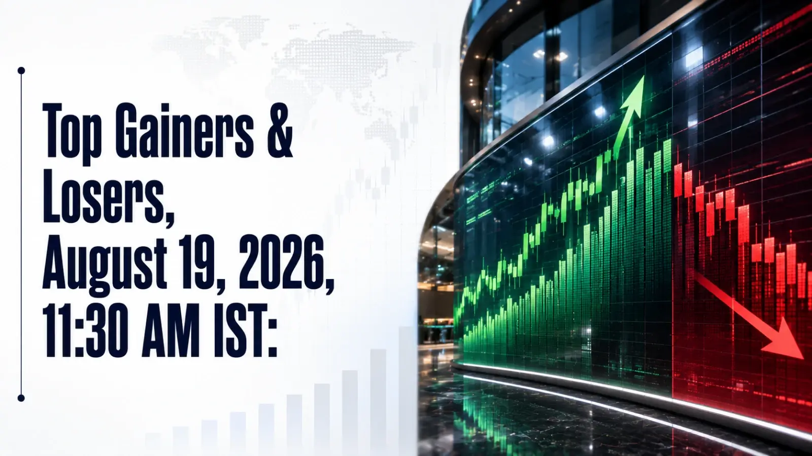 Top Gainers & Losers, August 19, 2026, 11:30 AM IST: Sun Pharma Leads Gainers; Power Grid Tops Losers