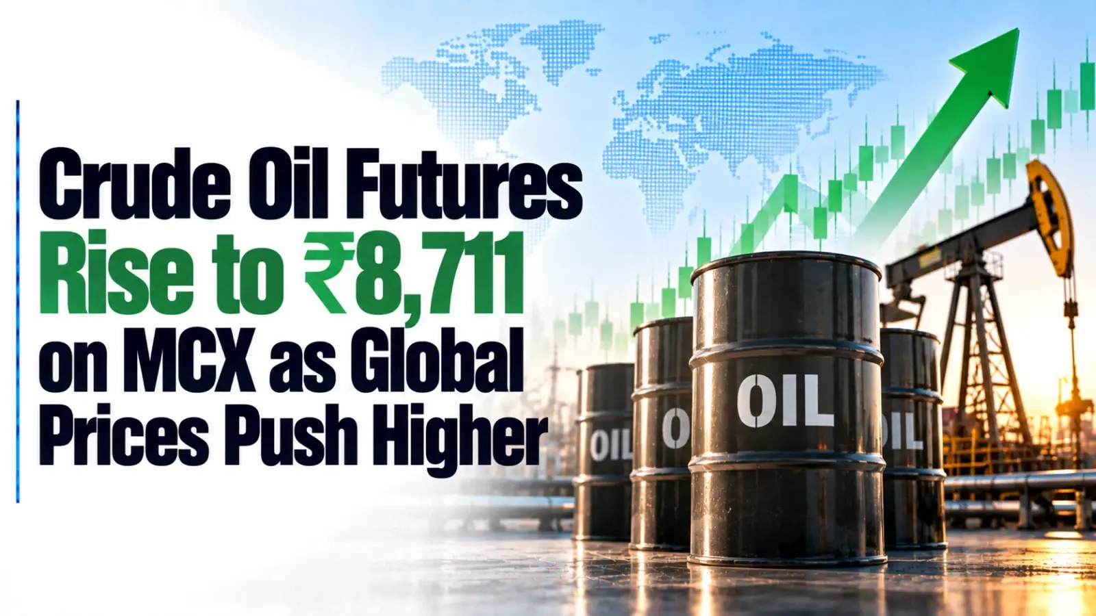 Crude Oil Futures Rise to ₹8,711 on MCX as Global Prices Push Higher