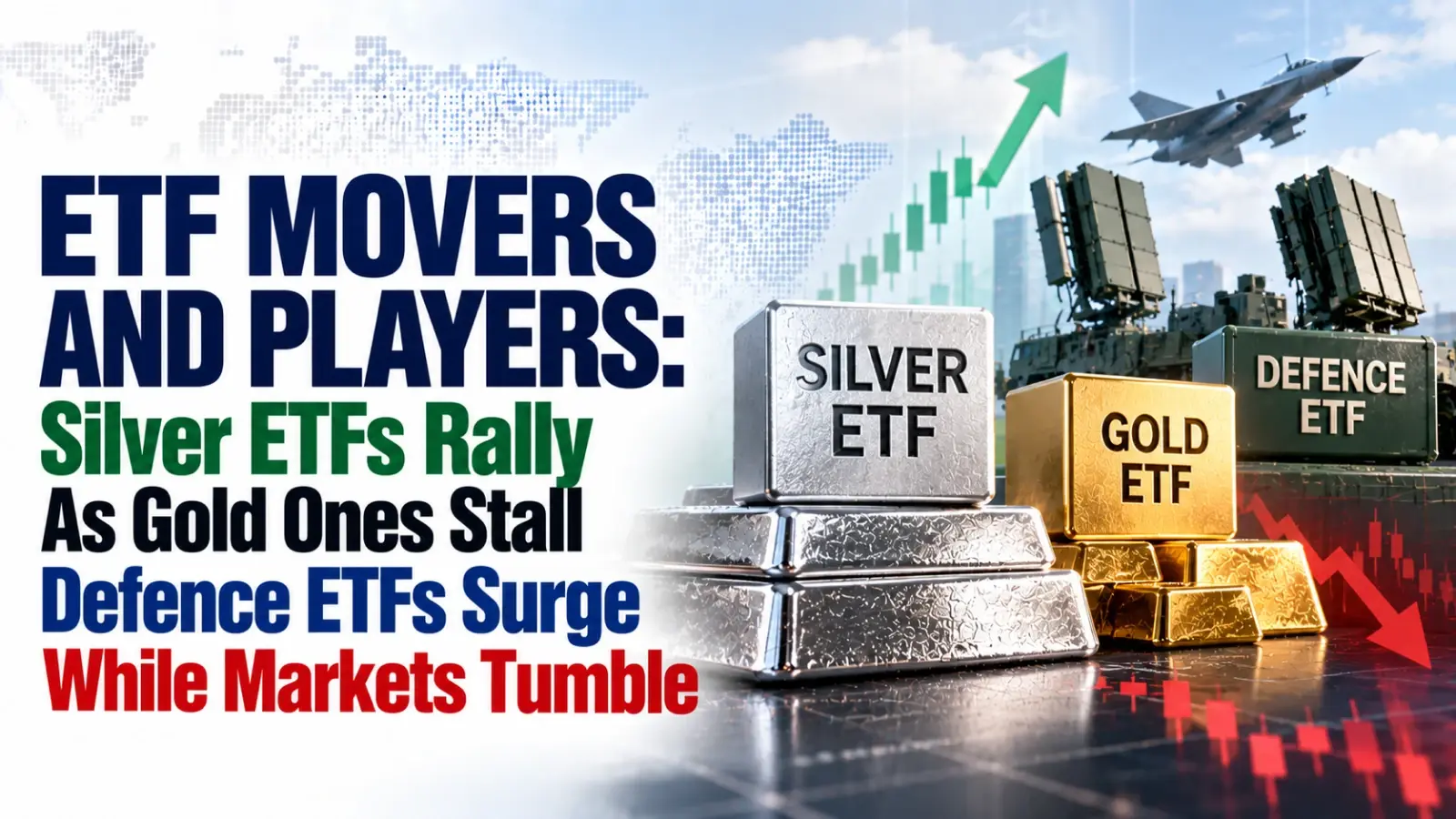 ETF Movers and Shakers: Silver ETFs Rally As Gold Ones Stall; Defence ETFs Surge While Markets Tumble