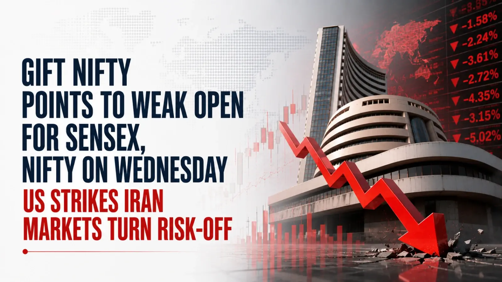 Gift Nifty Points to Weak Open for Sensex, Nifty on Wednesday; US Strikes Iran, Markets Turn Risk-Off