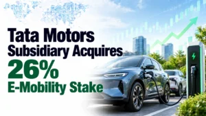 Tata Motors Subsidiary Acquires 26% E-Mobility Stake; Shares Fall 0.99%