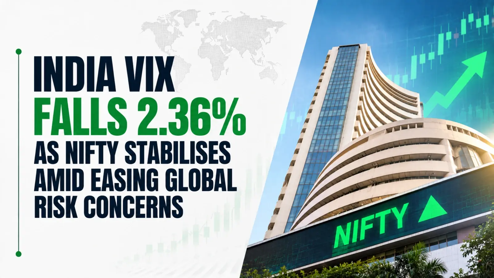 India VIX Falls 2.36% as Nifty Stabilises Amid Easing Global Risk Concerns
