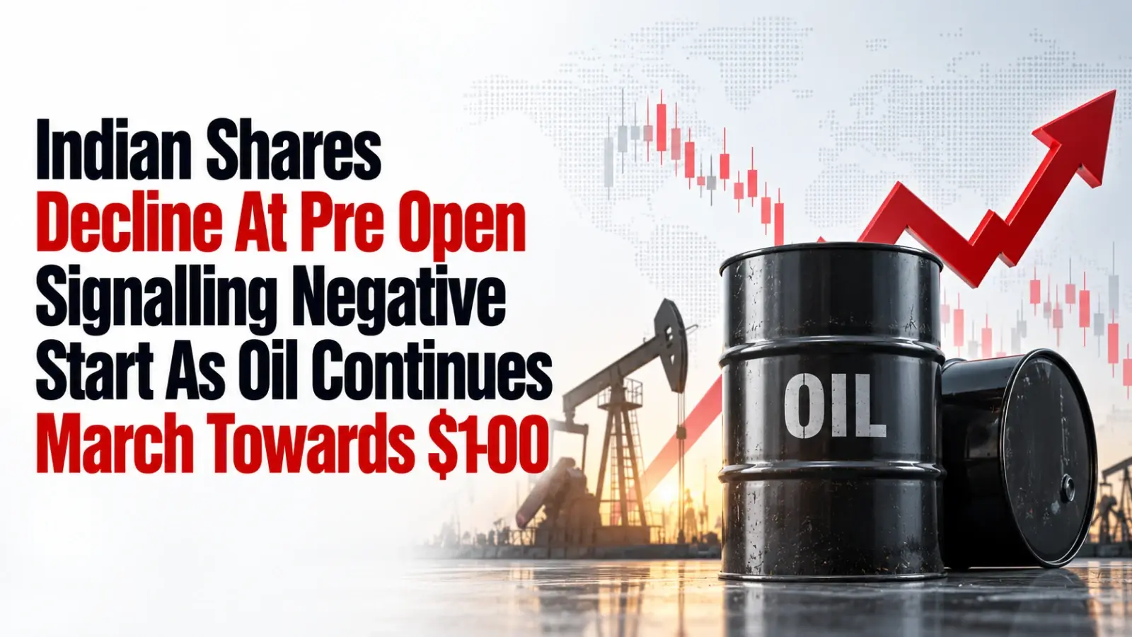 Indian Shares Decline At Pre-Open Signalling Negative Start As Oil Continues March Towards $100