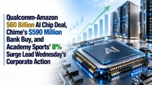 Qualcomm-Amazon $60 Billion AI Chip Deal, Chime's $590 Million Bank Buy, and Academy Sports' 8% Surge Lead Wednesday's Corporate Action