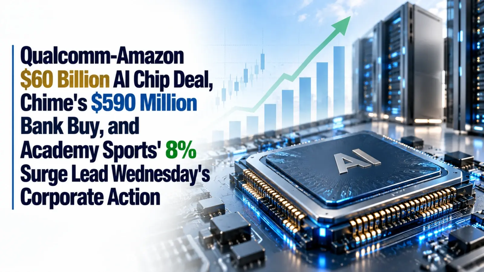 Qualcomm-Amazon $60 Billion AI Chip Deal, Chime's $590 Million Bank Buy, and Academy Sports' 8% Surge Lead Wednesday's Corporate Action